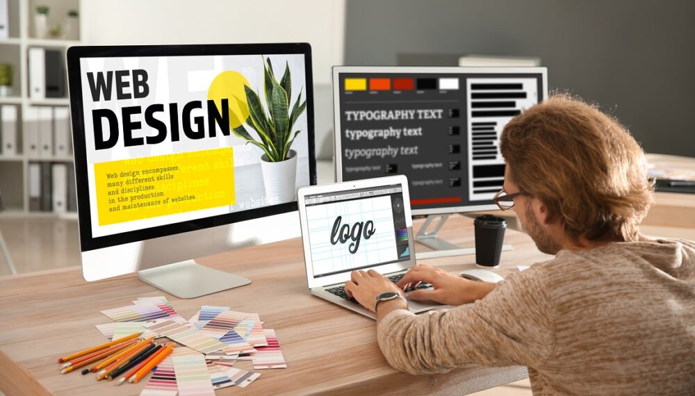 Young designer working in studio